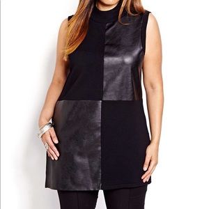 Michel Studio Sleeveless Sweater w Pleather Blocks